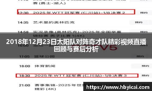 2018年12月23日太阳队对阵奇才队精彩视频直播回顾与赛后分析